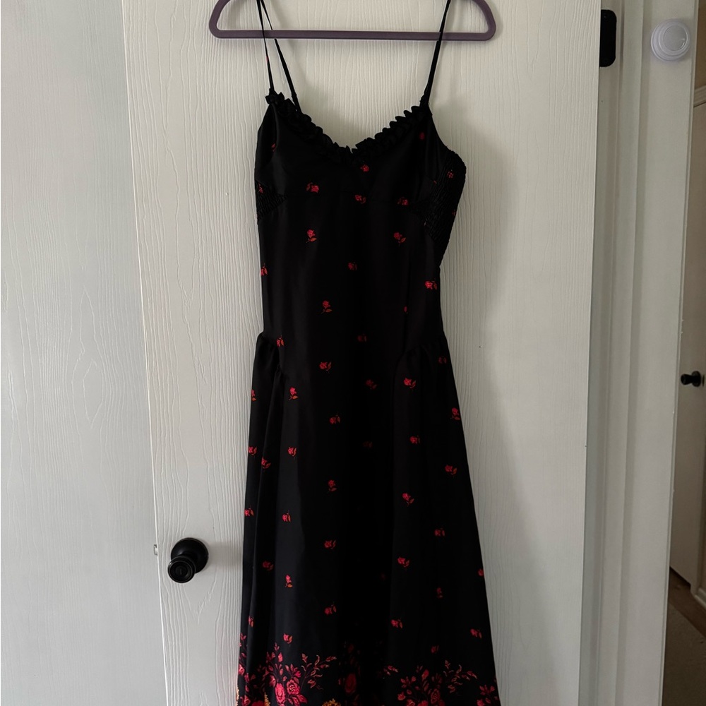 Free People: Floral Black Midi Dress